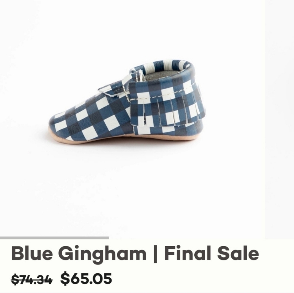 New Freshly Picked Gingham moccasins size 3